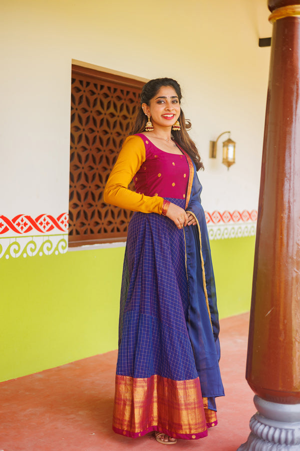 Inbha Blue with Magenta Dress (Set of 2)