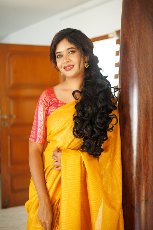 Dharshini Orange Multicolor Floral Brocade Blouse