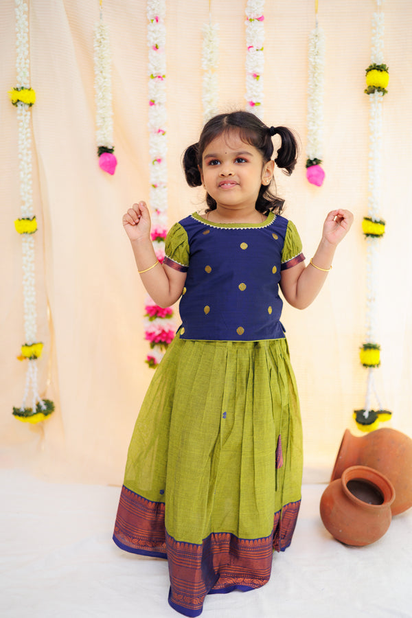 Pooja Navy Blue and Green Mini