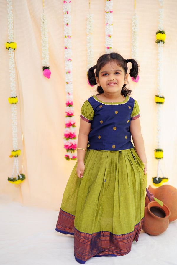 Pooja Navy Blue and Green Mini