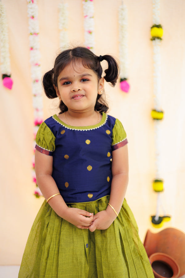 Pooja Navy Blue and Green Mini