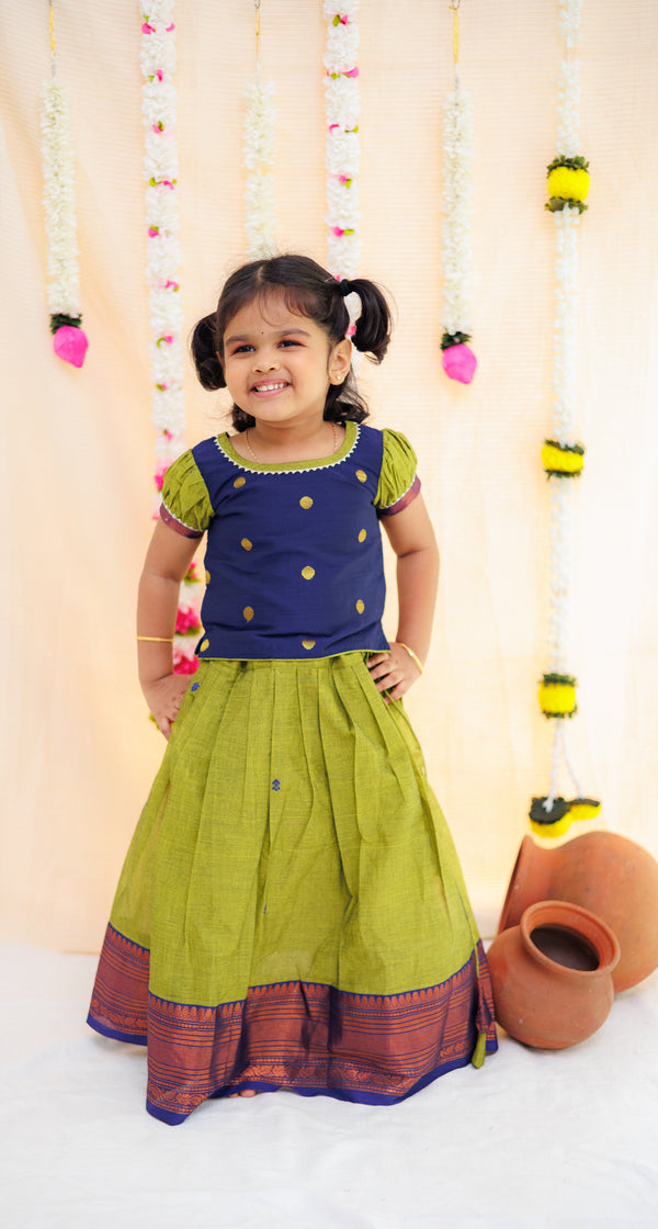 Pooja Navy Blue and Green Mini