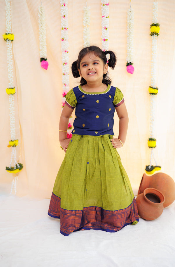 Pooja Navy Blue and Green Mini