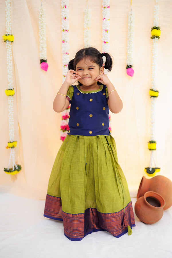 Pooja Navy Blue and Green Mini