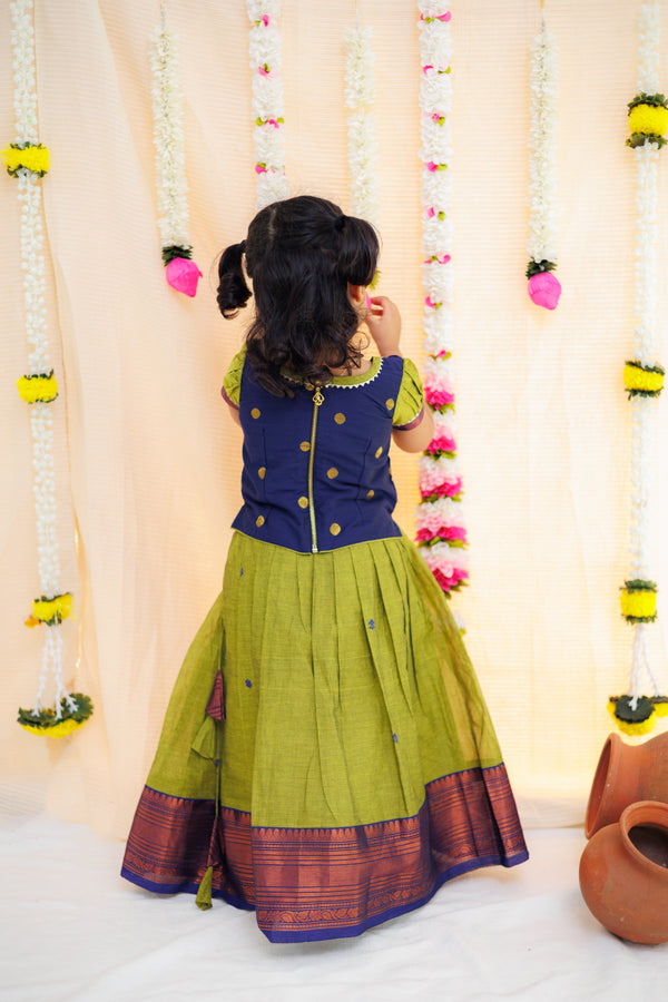 Pooja Navy Blue and Green Mini