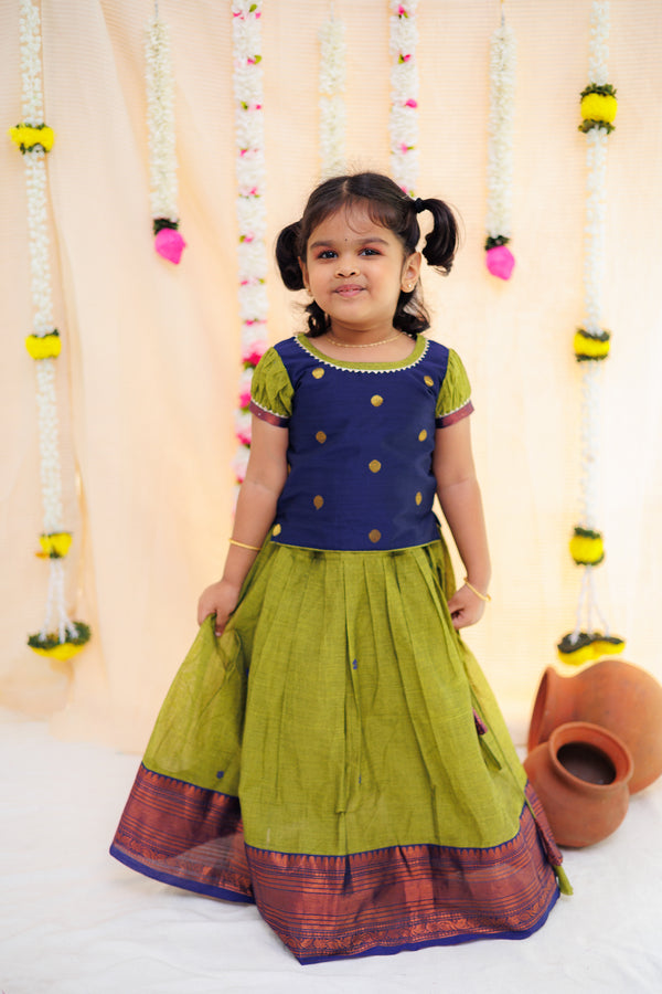 Pooja Navy Blue and Green Mini