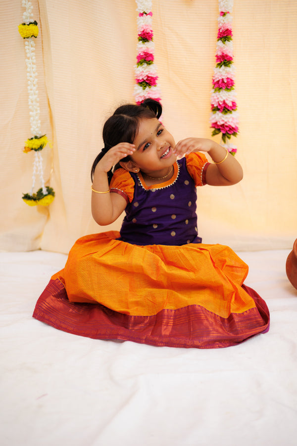 Pooja Orange and Violet Mini