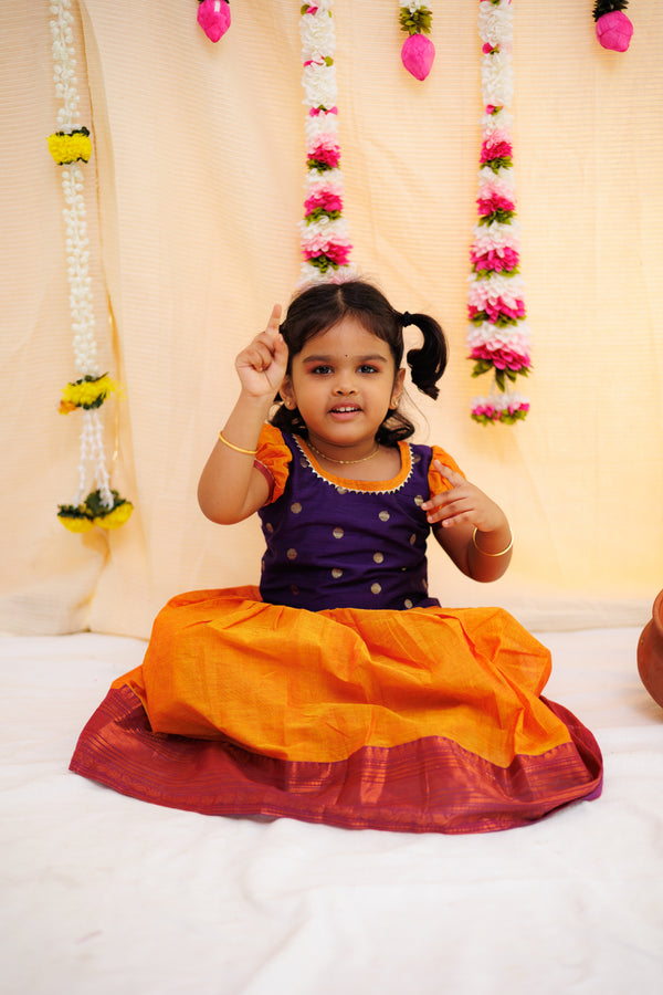 Pooja Orange and Violet Mini