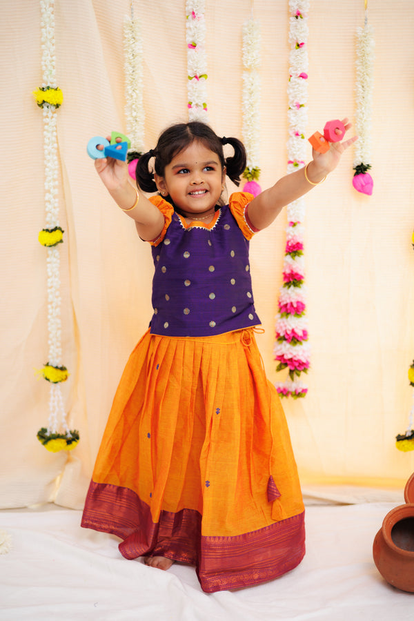 Pooja Orange and Violet Mini