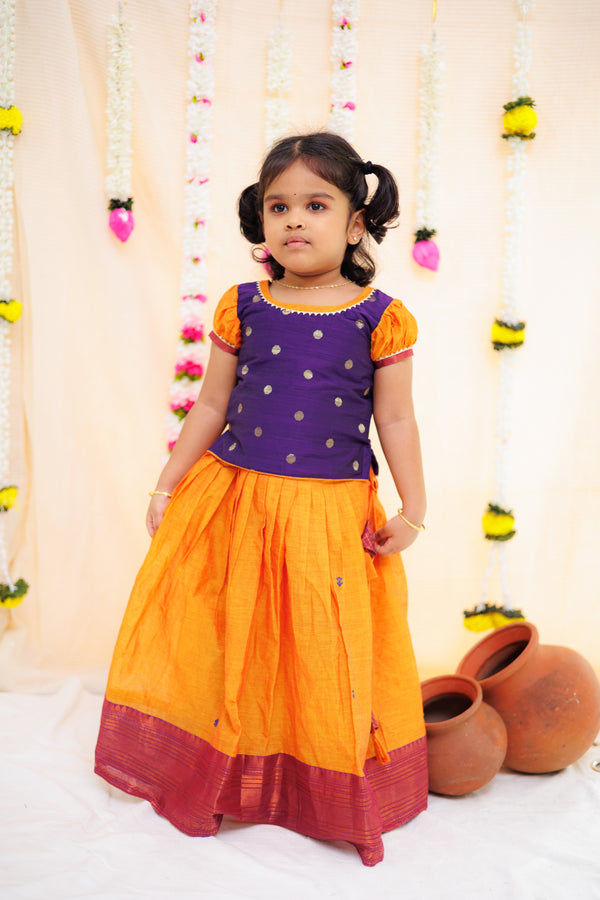Pooja Orange and Violet Mini