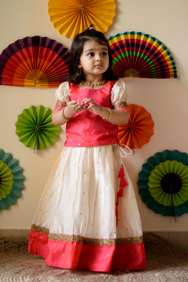 Kayalvizhi Ivory and Orange Mini