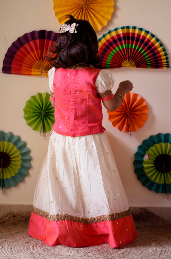 Kayalvizhi Ivory and Orange Mini