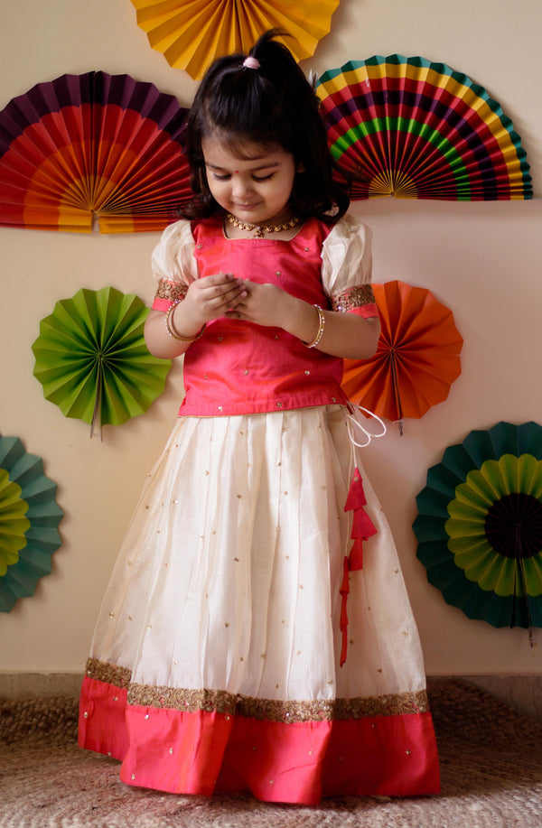 Kayalvizhi Ivory and Orange Mini