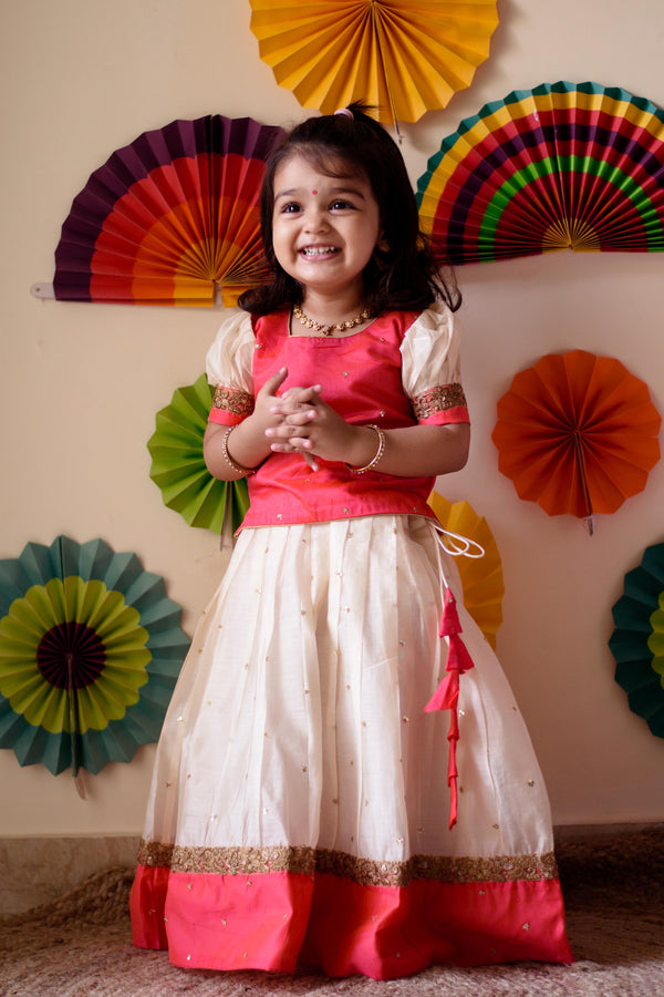 Kayalvizhi Ivory and Orange Mini