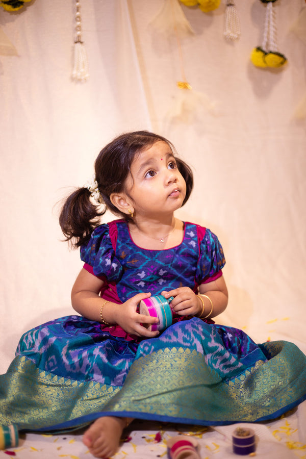 Bhumika Blue with Magenta Mini
