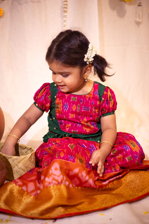 Bhumika Pink with Green Mini