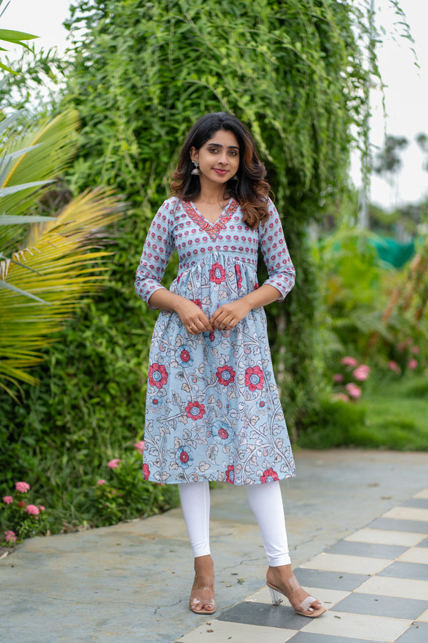 Senthamarai Powder Blue Kurti