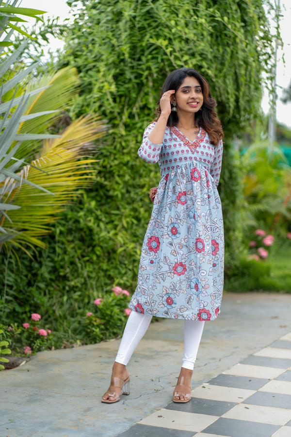 Senthamarai Powder Blue Kurti