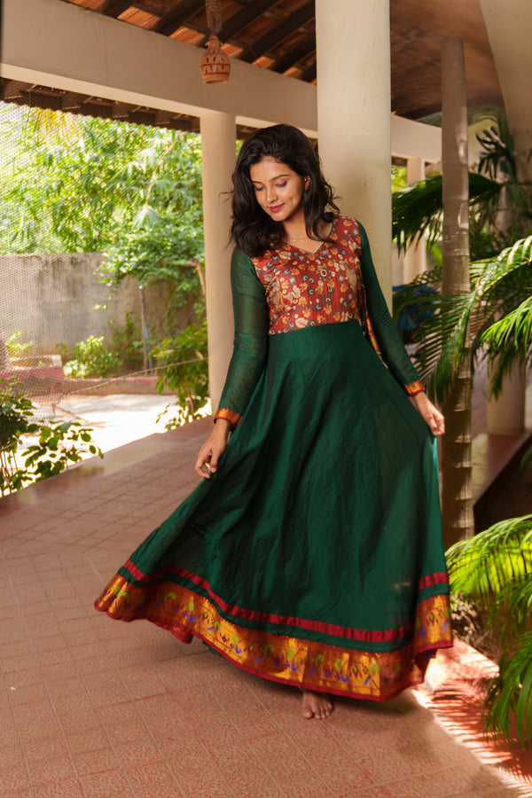 Layanka Green and Maroon