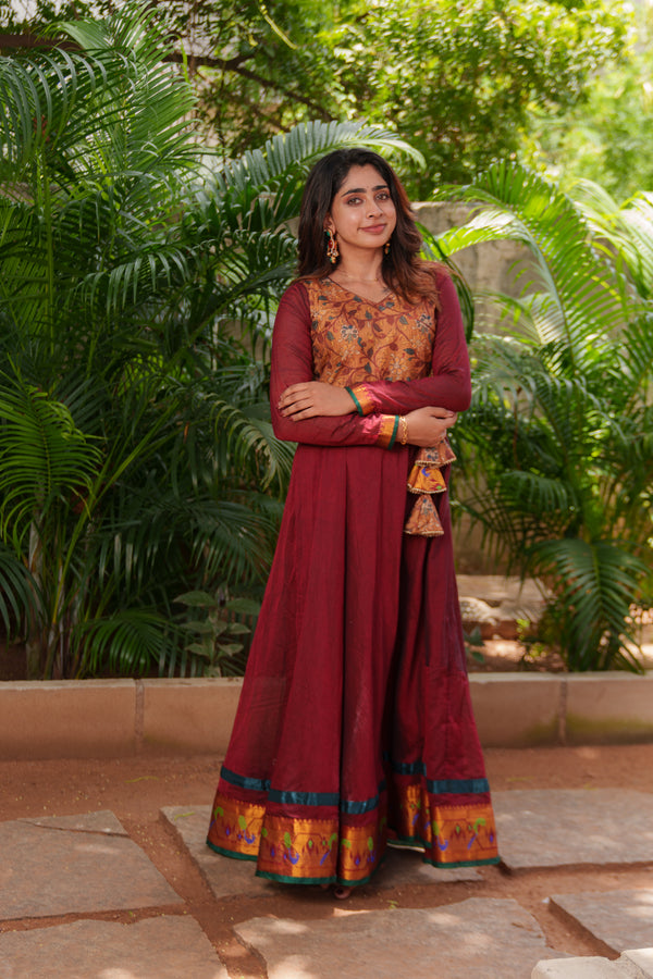 Layanka Maroon and Mustard
