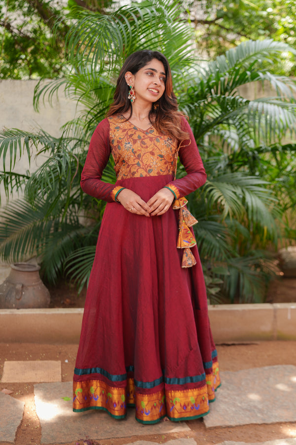 Layanka Maroon and Mustard