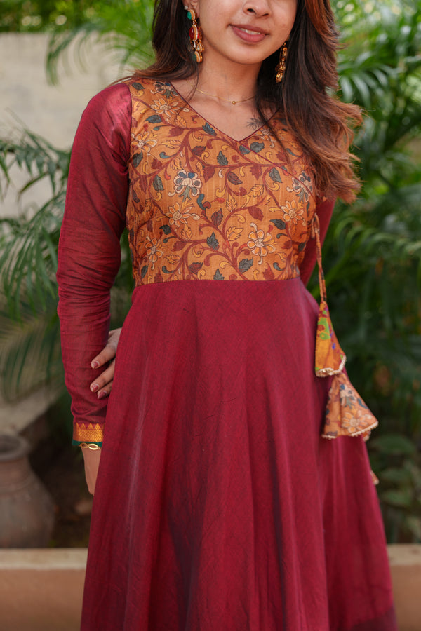 Layanka Maroon and Mustard