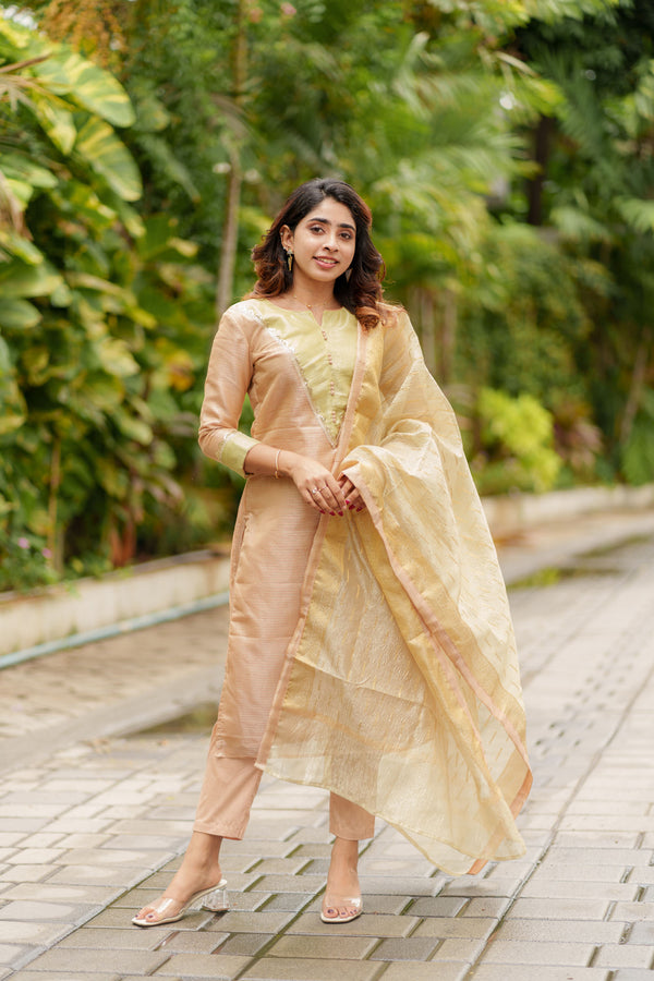 Abhinaya Beige Kurti Set