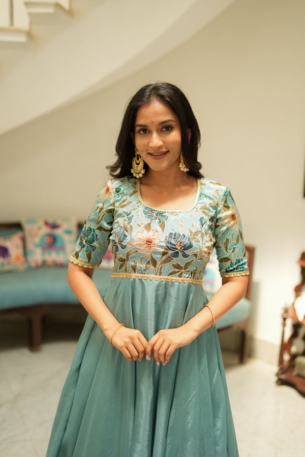 Chandrika Celeste Blue Layered Anarkali