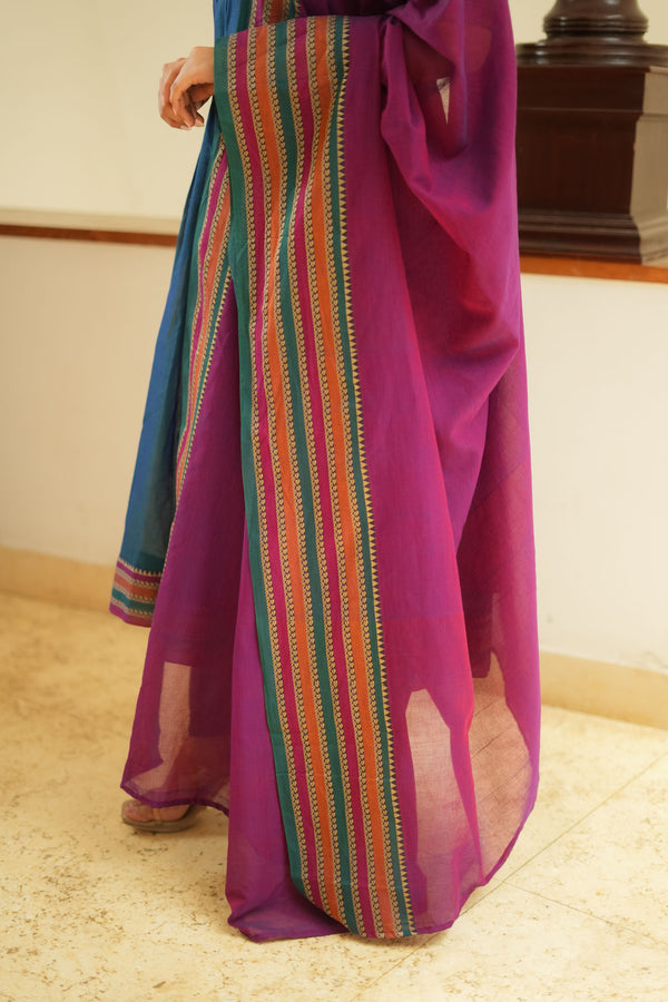 Yashika Teal with Magenta Handloom Cotton Kurta Set