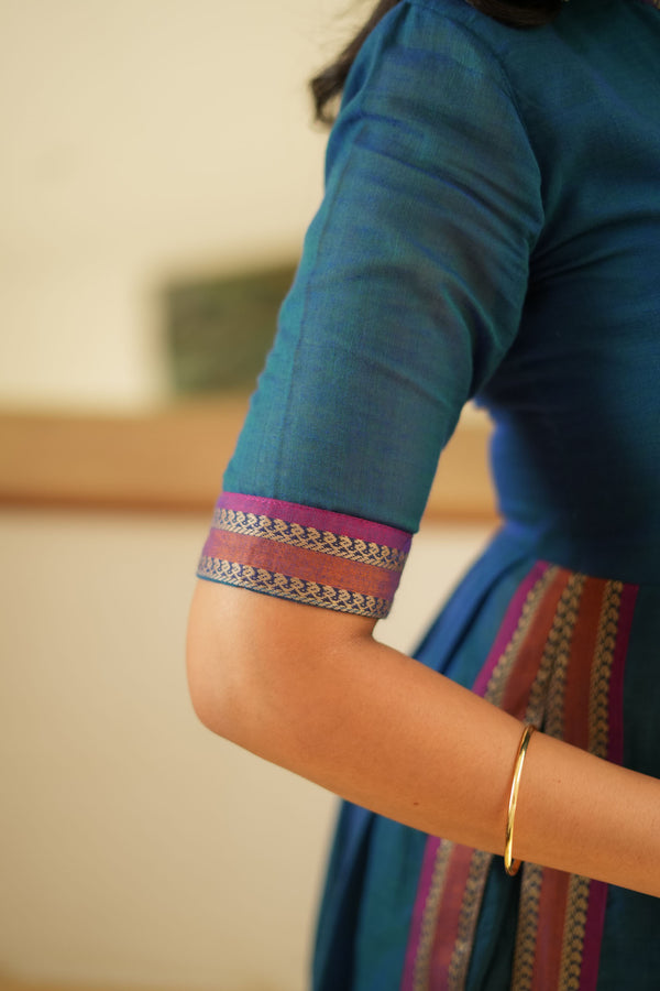 Yashika Teal with Magenta Handloom Cotton Kurta Set