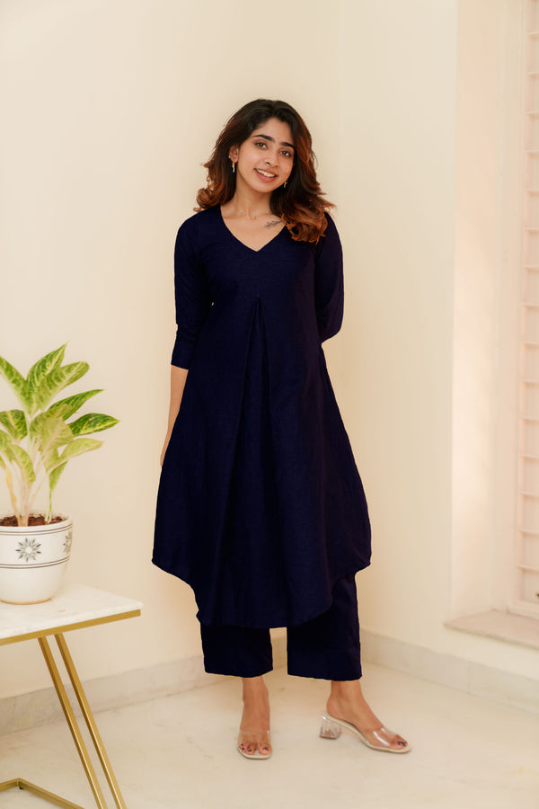 Charu Navy Kurti Set