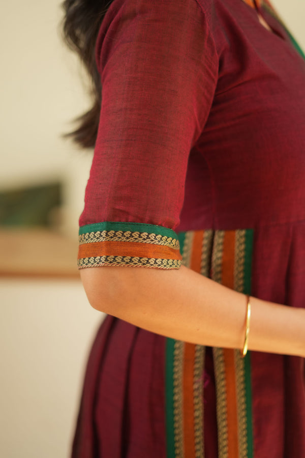 Yashika Maroon Handloom Cotton Kurta Set