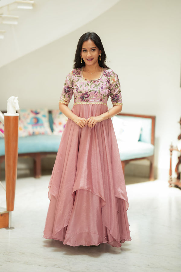 Chandrika Mauve Floral Layered Anarkali