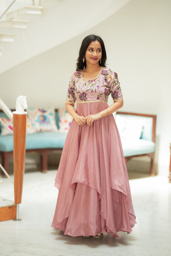 Chandrika Mauve Floral Layered Anarkali