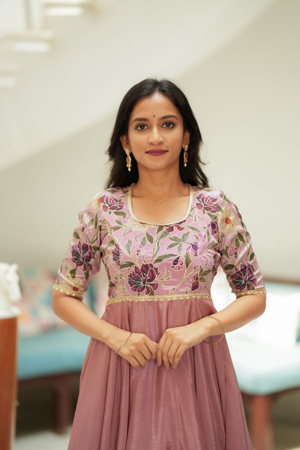 Chandrika Mauve Floral Layered Anarkali