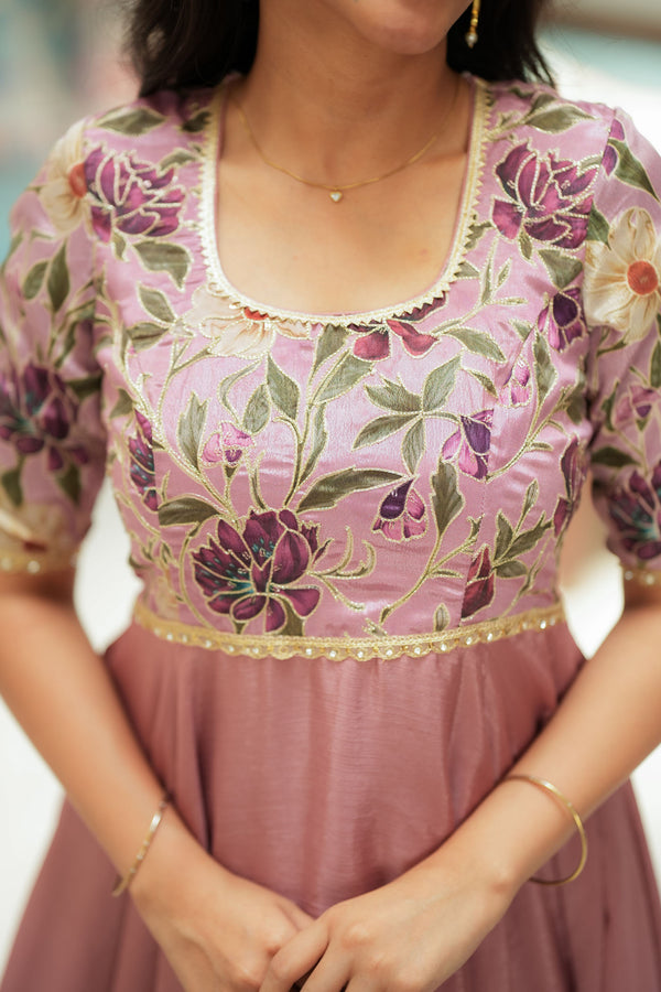 Chandrika Mauve Floral Layered Anarkali