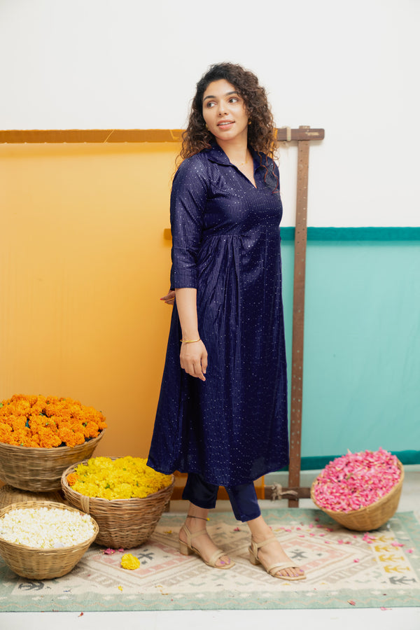 Teju Navy Kurti Set