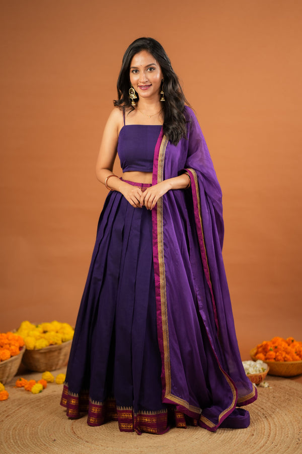 Sreeja Violet Handwoven Lehenga Set