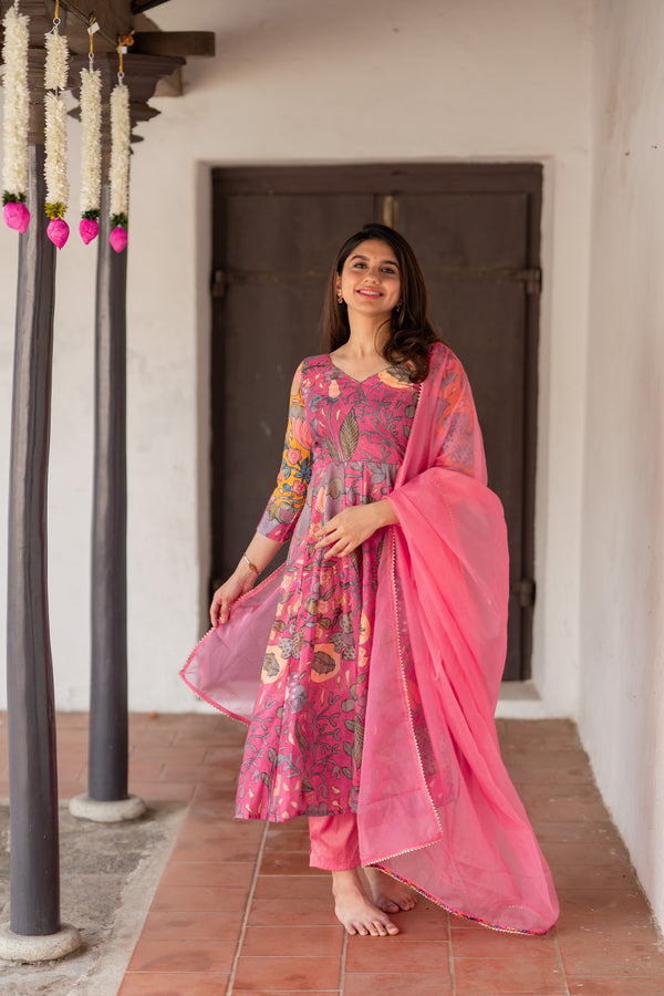 Iniya Pink Floral Co-Ord Set (Set of 3)
