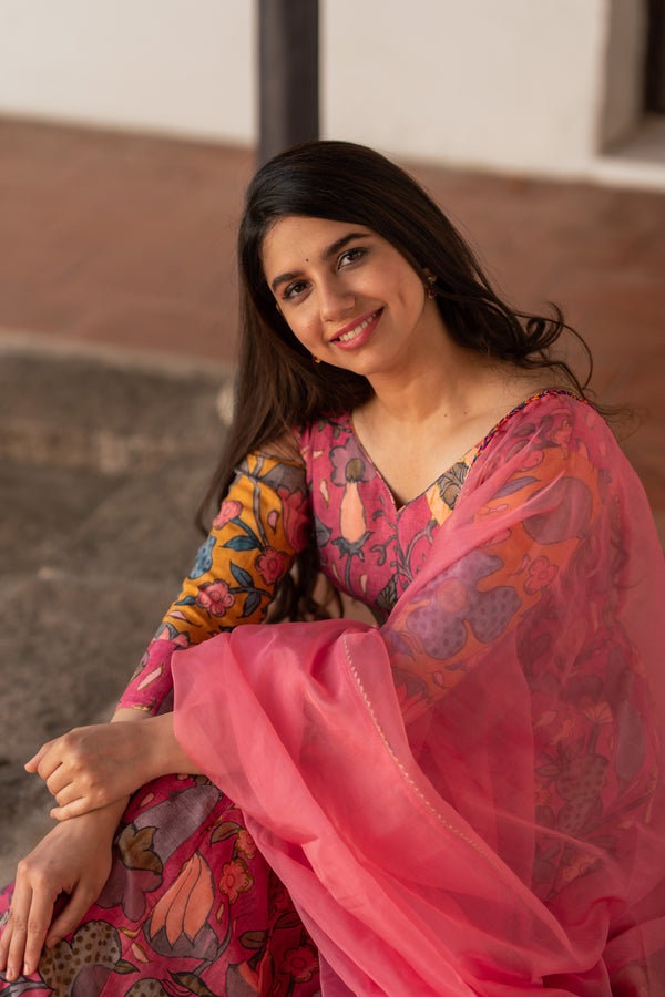 Iniya Pink Floral Co-Ord Set (Set of 3)