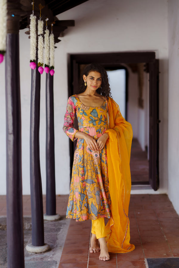 Iniya Mustard Floral Co-Ord Set (Set of 3)