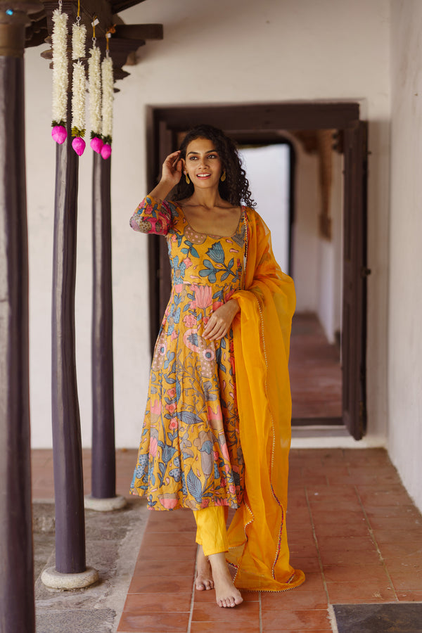 Iniya Mustard Floral Co-Ord Set (Set of 3)