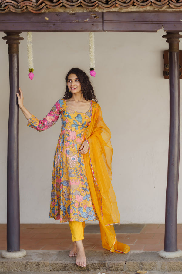 Iniya Mustard Floral Co-Ord Set (Set of 3)