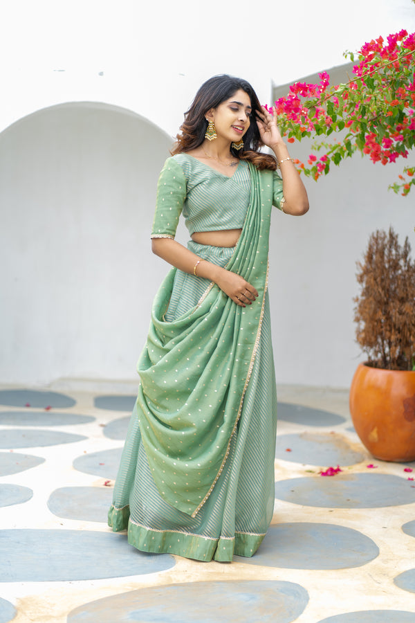 Anupama Mint Green Crop top & Skirt