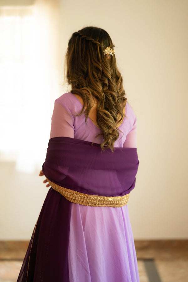 Isha Purple Georgette Dress