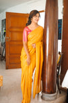 Dharshini Orange Multicolor Floral Brocade Blouse