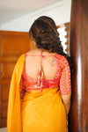 Dharshini Orange Multicolor Floral Brocade Blouse