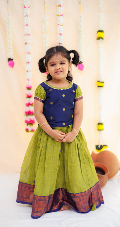 Pooja Navy Blue and Green Mini