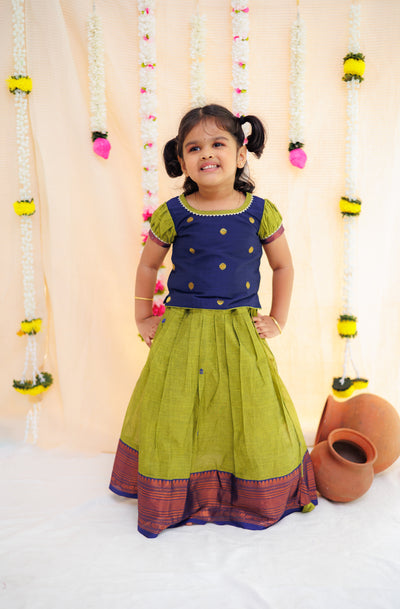 Pooja Navy Blue and Green Mini