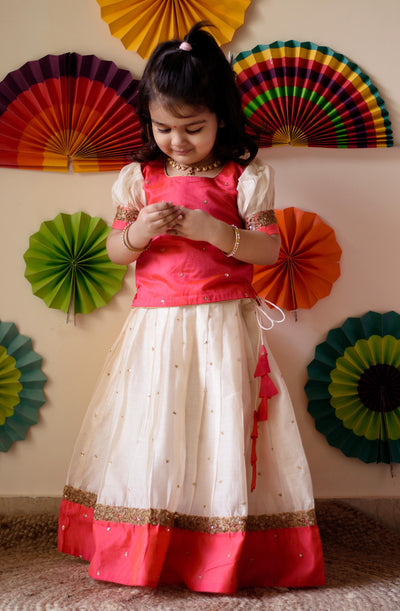 Kayalvizhi Ivory and Orange Mini